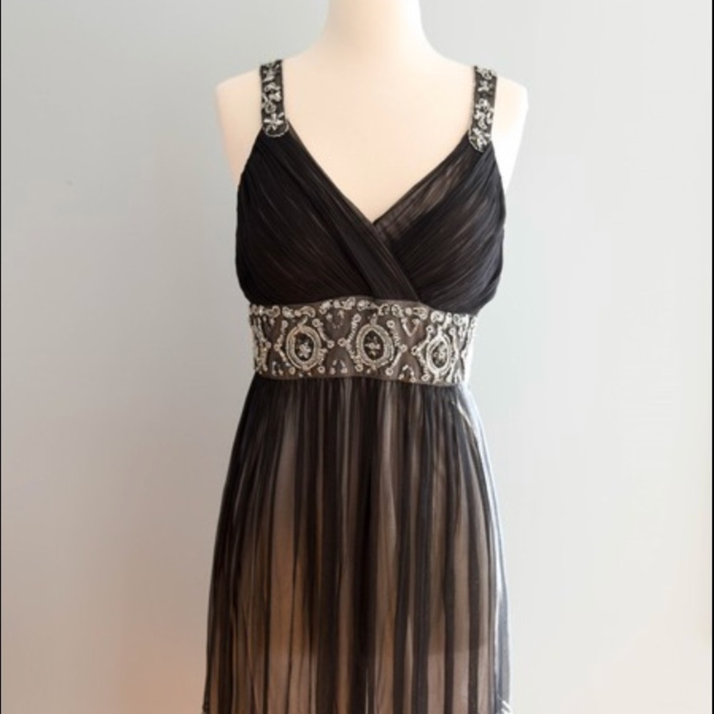 SOLD Patra Black Silk Embellished Cocktail Dress
